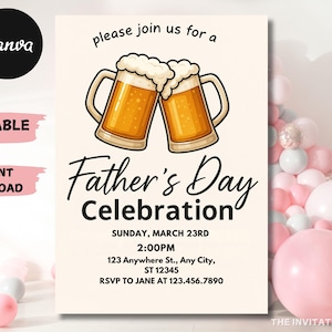 Father's Day Party Invitation , Father's Day Invitation Flyer, Fathers Day Club Flyer, Fathers Day Invite Template, Instant Download