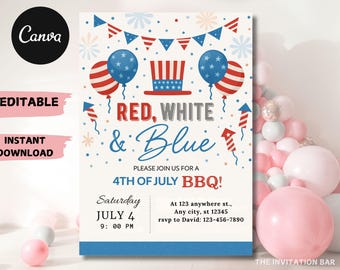 4th of July BBQ Invitation: Independence Day Party (Digital Download)