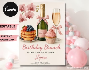 Birthday Brunch Invitation: Editable Template (Digital Download)
