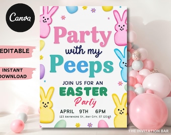 Editable Easter Egg Hunt Invitation: Party with Peeps (Digital Download)