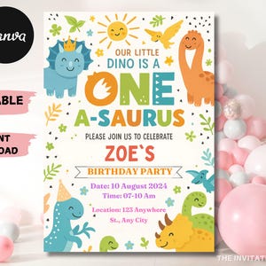 Editable Dinosaur Birthday Invitation: T-Rex Jurassic Party (Digital Download)