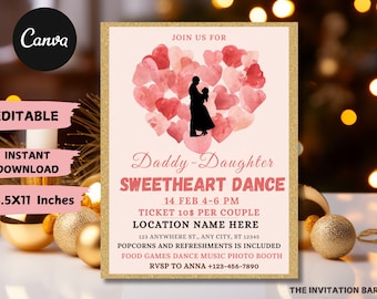 Daddy Daughter Valentine’s Dance Invitation | Editable Valentine Dance Flyer | Father Daughter Dance Invite | Digital Download