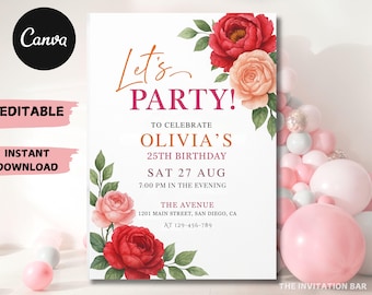 Birthday Brunch Invitation: Editable Template (Digital Download)