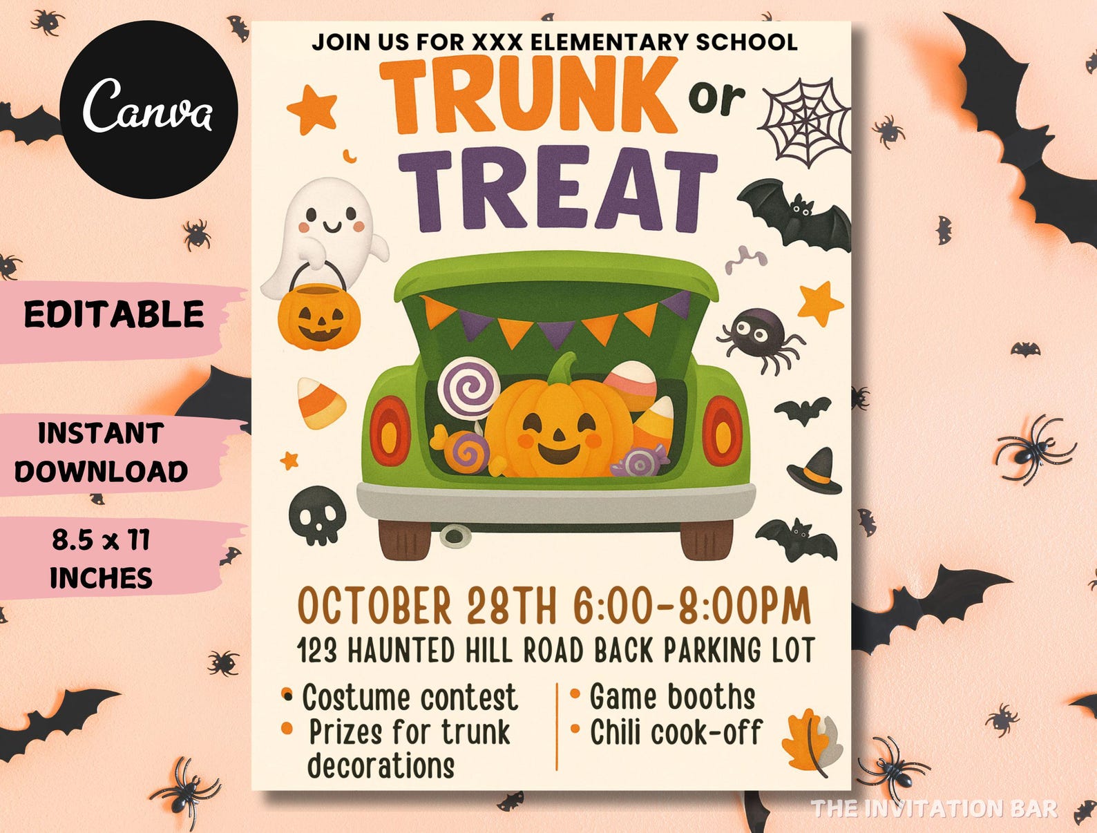 Halloween Trunk or Treat Invitation: Editable Flyer Poster (digital ...