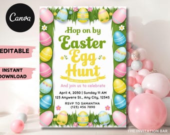 Easter Egg Hunt Invitation: Editable Canva Template (Digital Download)