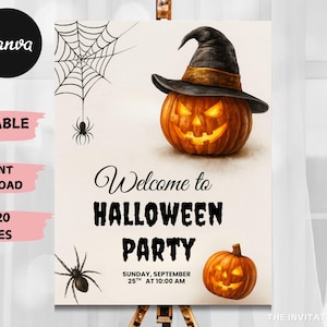 Halloween Party Welcome Sign Template: Editable Digital Download (16x20 inches)