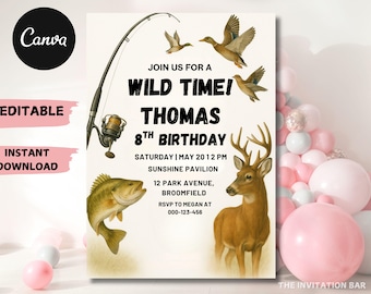 Hunting & Fishing Birthday Invitation: Joint Outdoors Party (Digital Evite, Printable Card)