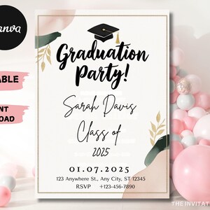 Graduation Party Invitation Template: Editable Design (PDF)