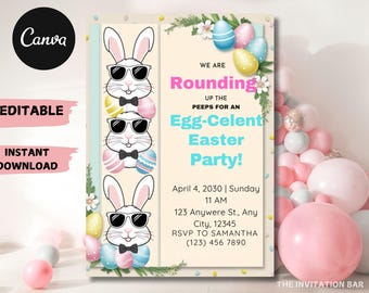 Editable Easter Egg Hunt Invitation: Party with Peeps (Digital Download)