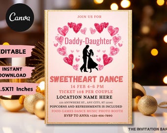 Daddy Daughter Valentine’s Dance Invitation | Editable Valentine Dance Flyer | Father Daughter Dance Invite | Digital Download