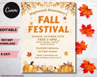 Editable Fall Festival Flyer Template, Printable Harvest Fest Invite