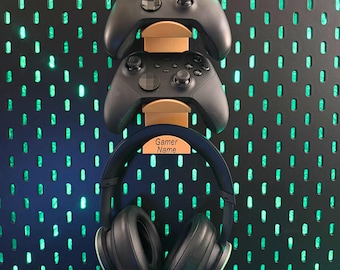 Gamer Gift: Personalized Dual Controller Headset Wall Mount