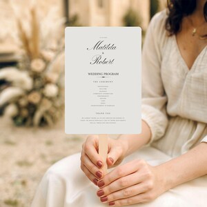 Minimalist Wedding Fans Template, Personalized Ceremony Program, Custom Fans for Guests, Editable Wedding Fan Favor