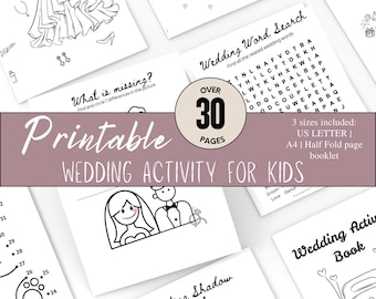Kids Wedding Activity Booklet, Printable Coloring | Puzzle Book, Reception Table Fun, Mazes & Games for Children