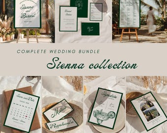 Emerald Green Wedding Sign Bundle, Old Money Luxury Wedding Signage Set, Classic Green Reception Sign Pack, Editable Canva Templates