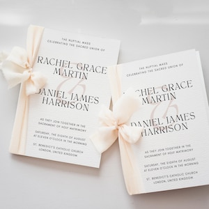 Minimalist Catholic Wedding Program Template, Editable Church Ceremony Order of Service, Printable Christian Ceremony  Religious -WD104
