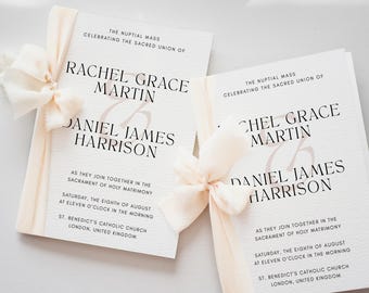 Minimalist Catholic Wedding Program Template, Editable Church Ceremony Order of Service, Printable Christian Ceremony  Religious -WD104