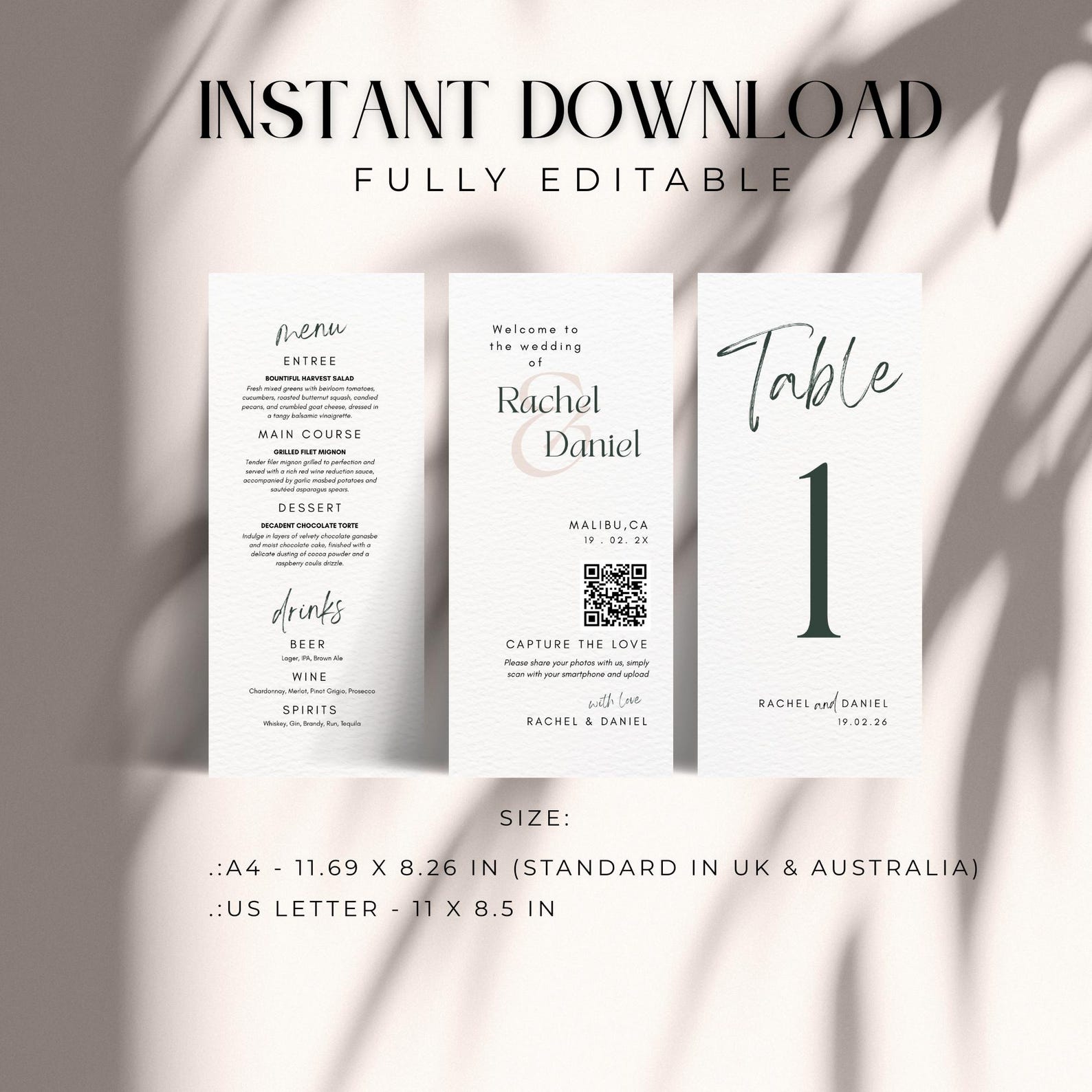 Minimalist Tri-fold Table Number Template, Printable Wedding Table ...