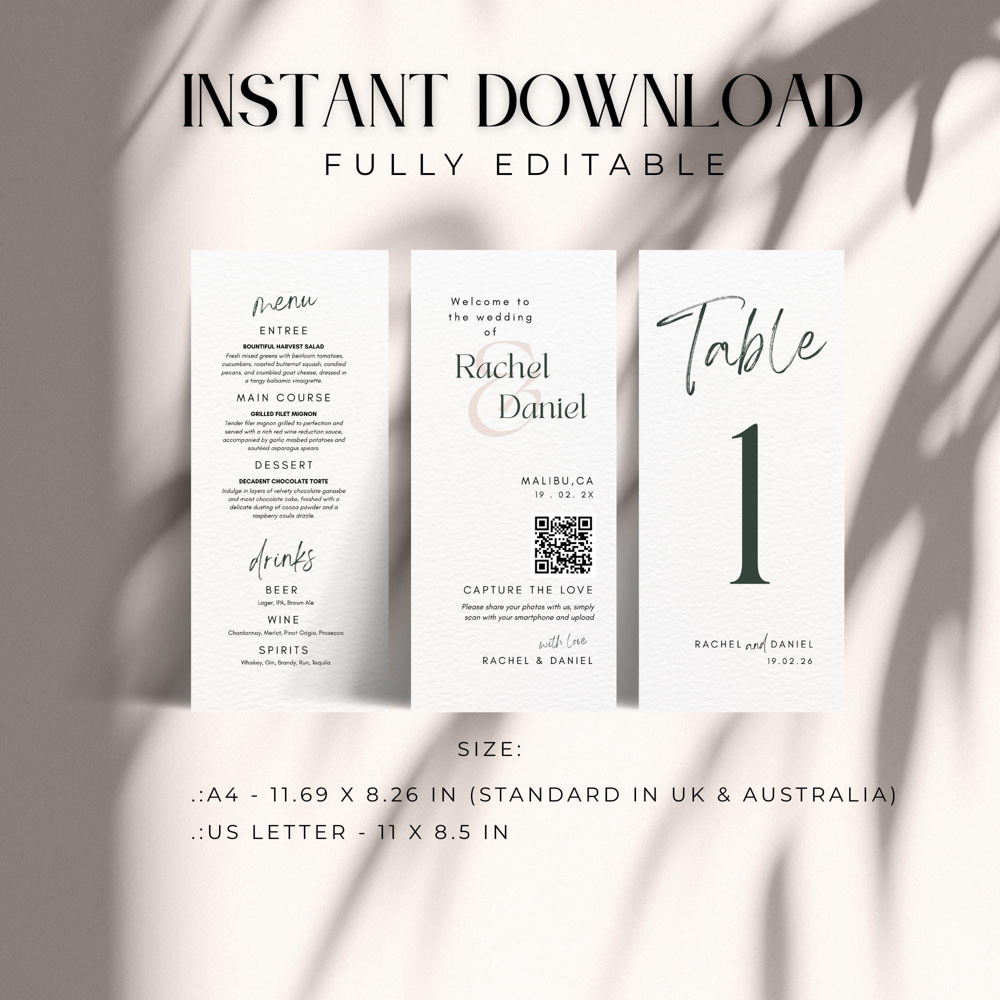 Minimalist Tri-fold Table Number Template, Printable Wedding Table ...