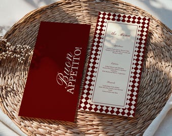 Menú de boda de estilo clásico, elegante, moderno, minimalista, con caligrafía en blanco y negro, plantilla imprimible y editable en Canva para recepción WD019