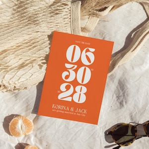 Retro Save the Date Template, Colorful Funky Wedding Save the Dates, Vintage Editable Save the Date Card, Playful Canva Invitation - WD014