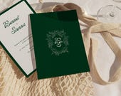 Emerald Green Wedding Invitation, Classic Old Money Luxury Invite, Modern Minimalist Green & Cream Template, Printable Elegant Invite WD016