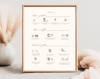 Minimalistisches Foto-Gästebuch Schild Vorlage, Elegantes Hochzeitsfoto Gästebuch Polaroid, Kamera Schild Moderner Empfang Dekor, Canva Printable