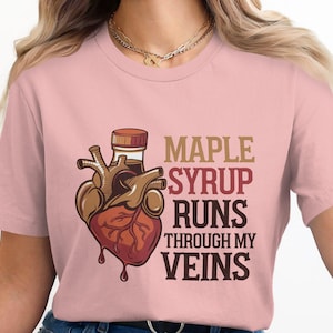 Ahornsirup Herz T-Shirt - Lustiges T-Shirt für Feinschmecker, Geschenk für Ahornsirup-Liebhaber, lässiges Geburtstagsgeschenk, Thanksgiving-Kleid