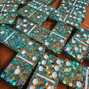 Turquoise and Gold Dominoes