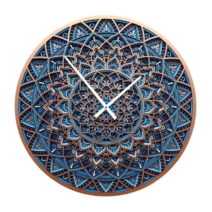 Digitaal bestand 6 lagen 3D | Creatief klokontwerp met meerdere lagen, lasergesneden, mandala kunst aan de muur SVG, dxf, png, dwg, pdf