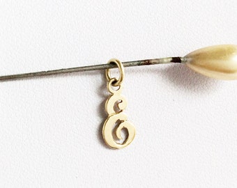 14K gold initial letter E small pendant or charm small E initial letter E monogram E vintage E cursive font E