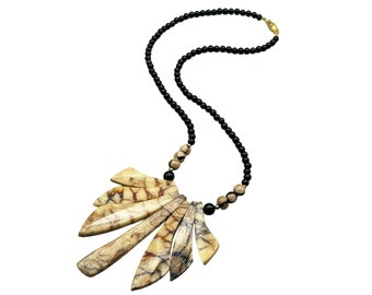 Vintage Sponge Coral Necklace Beige Brown Earthy Color Bib Style Beaded Necklace