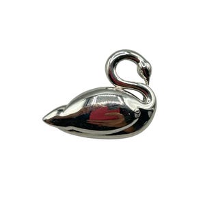 Silver Swan Pin Brooch: Figural Bird Animal Jewelry