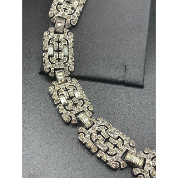KTF Trifari Signed Art Deco Bracelet Rhodium Plat… - image 6