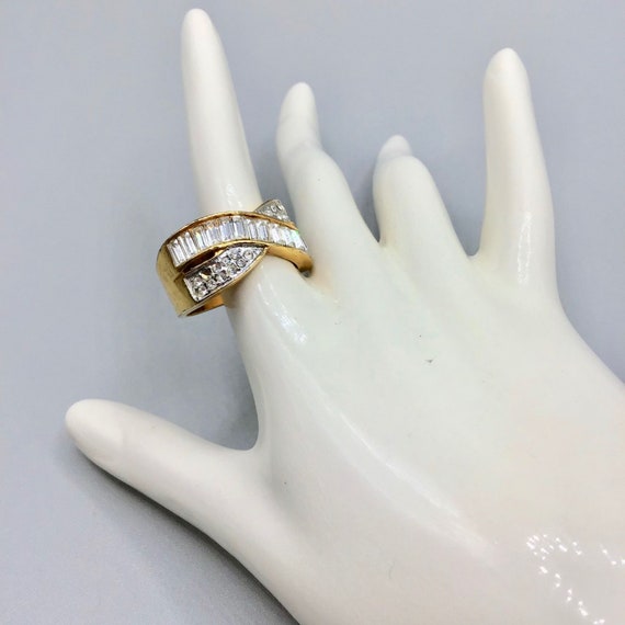 Double Band Ring with Intersecting Design Gold Pl… - image 6