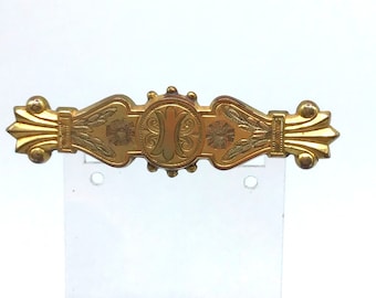 Victorian Gold Filled Bar Brooch Antique Jewelry Collectible Ornate Bar Pin