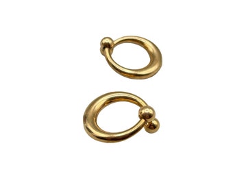 Vintage 14K Yellow Gold Earrings For Non Pierced Ears Hollow Hoops Older Jewelry