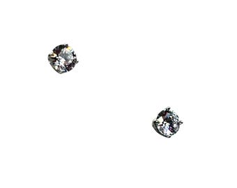 CZ Studs Earrings Sterling Silver 925 5mm Round Pierced Cubic Zirconia