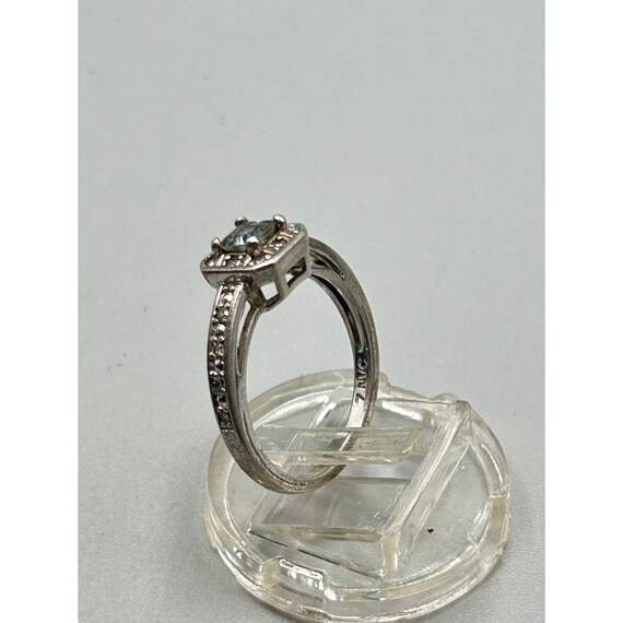 Vintage Sterling Silver Ring Size 7 Light Blue Se… - image 5