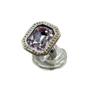 Purple Glass Ring Lilac Violet Color Colorful Ring Size 7 Silver Tone Setting