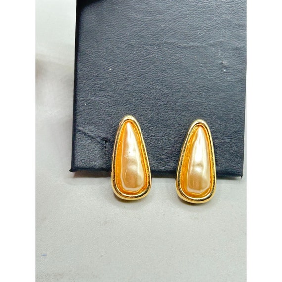 Vintage Signed Napier Clip On Earrings Elongated … - image 2