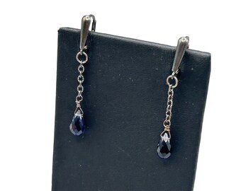 Sterling Silver Chain Dangles Earrings Sterling Silver Semi Precious Stone Drops