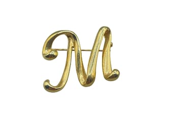 Vintage AK Anne Klein Monogram M Pin Brooch Letter M Initial Letter M UNSIGNED