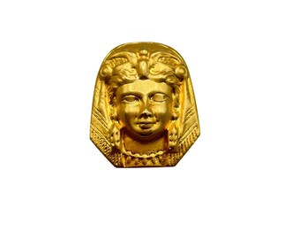 Egyptian Revival Pin Brooch Princess Head Stamping Gold Tone Pin