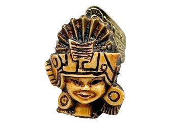 Ethnic Face Ring Adjustable Size Vintage Costume Jewelry