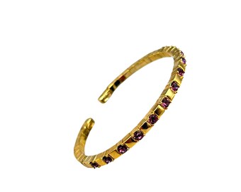 JOAN RIVERS Cuff Bracelet With Purple Crystals Gold Tone