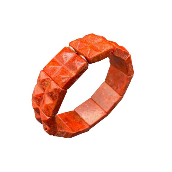 BARSE Apple Coral Stretch Bracelet - Signed 6"