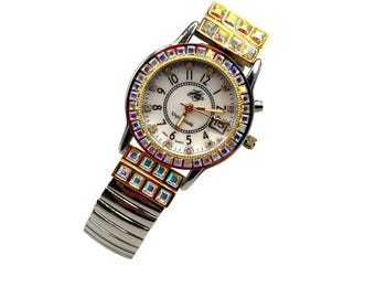 Vintage Kirks Folly Unforgettable Women Watch Silver Expansion Quartz