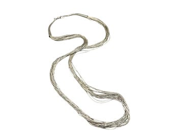 Liquid Silver Necklace 28" Long Sterling Silver  Southwestern Native Necklace