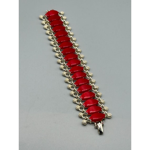 Vintage Mid Century Thermoplastic Bracelet Red Co… - image 3